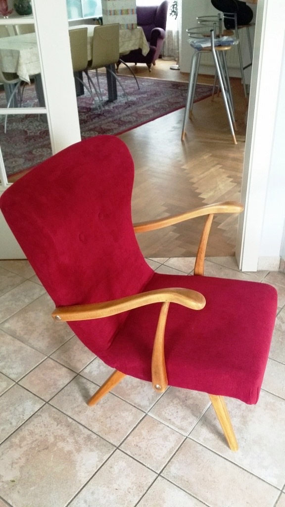 přečalounění a renovace polstrování retro křeslo